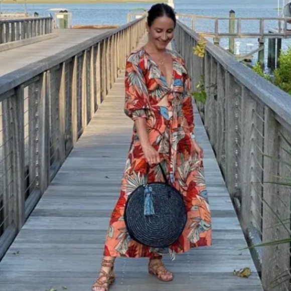 Nicholas Asilah Tie-Front Cutout Linen Midi Dress - Size US 4 - Picture 3 of 10